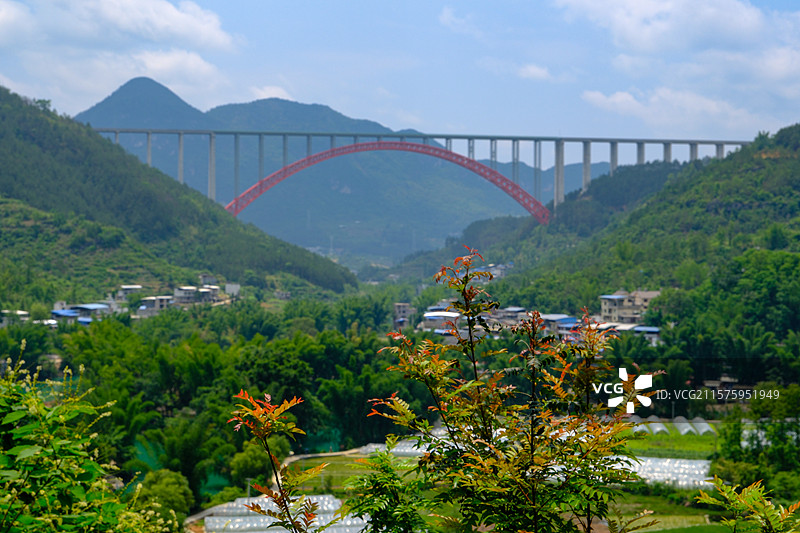 中国贵州黔南州罗甸大小井景区大小井特大桥风光图片素材