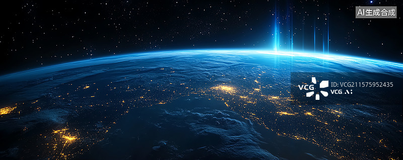 【AI数字艺术】太空行星光轨科技背景图片素材