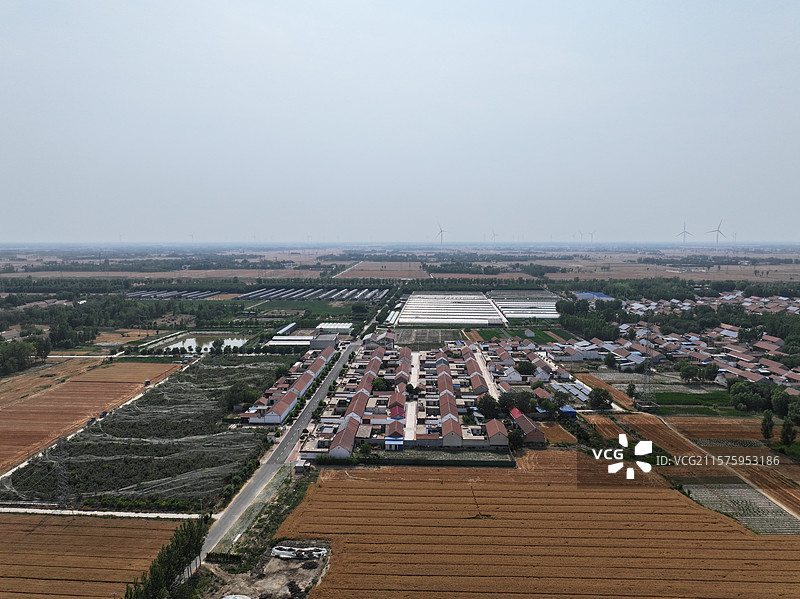 航拍夏季乡村蔬菜大棚自然风光图片素材