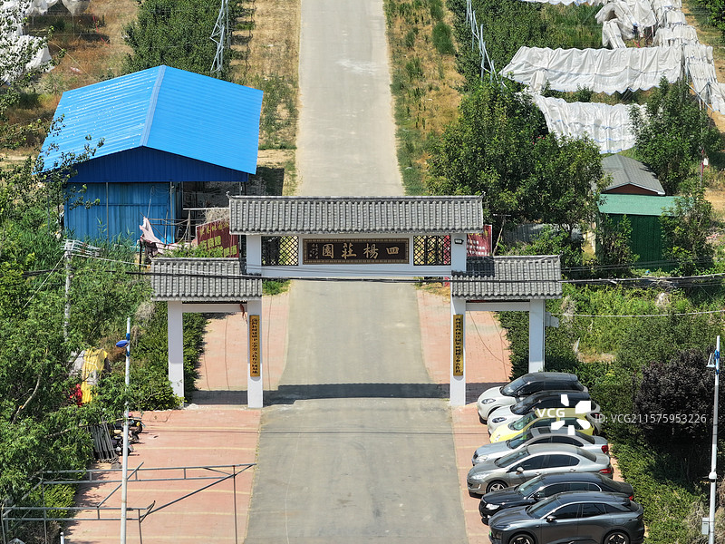 航拍夏季乡村蔬菜大棚自然风光图片素材