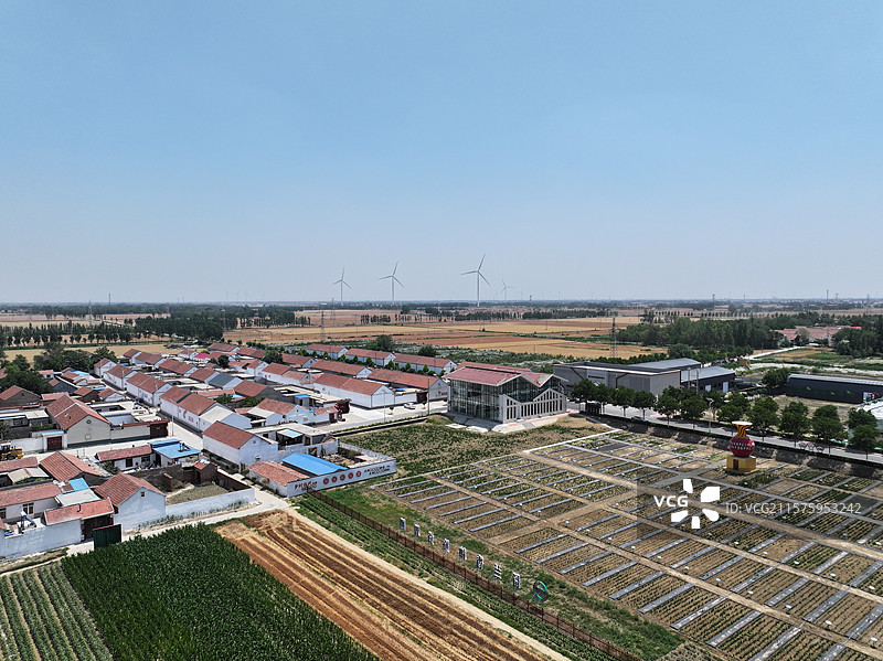 航拍夏季乡村蔬菜大棚自然风光图片素材