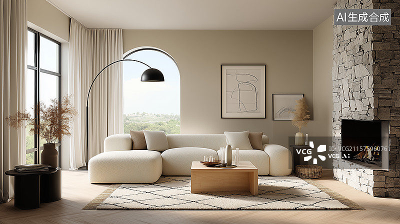 【AI数字艺术】现代日式客厅设计图片素材