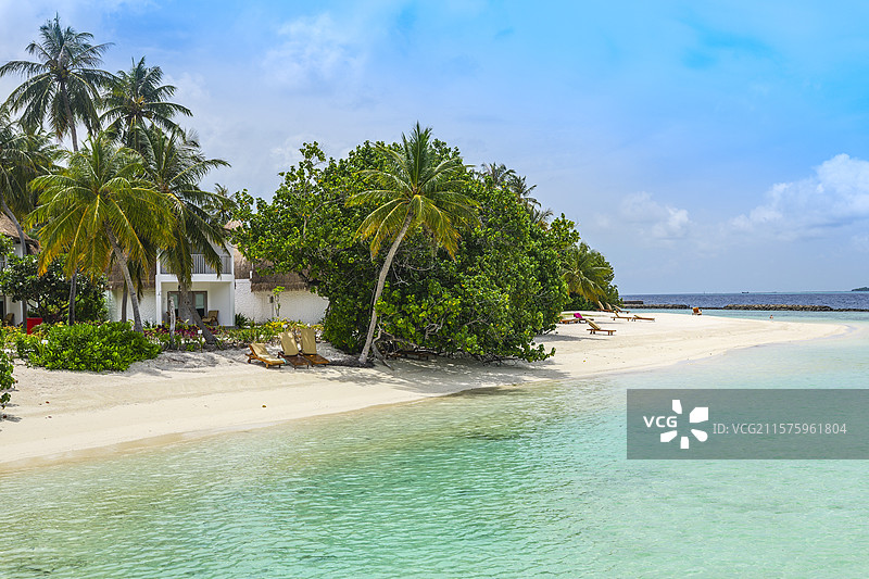 马尔代夫班度士岛酒店建筑海滩图片素材
