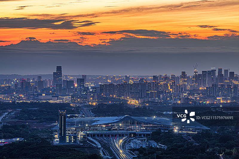 成都天府新区CBD夜景城市风光图片素材