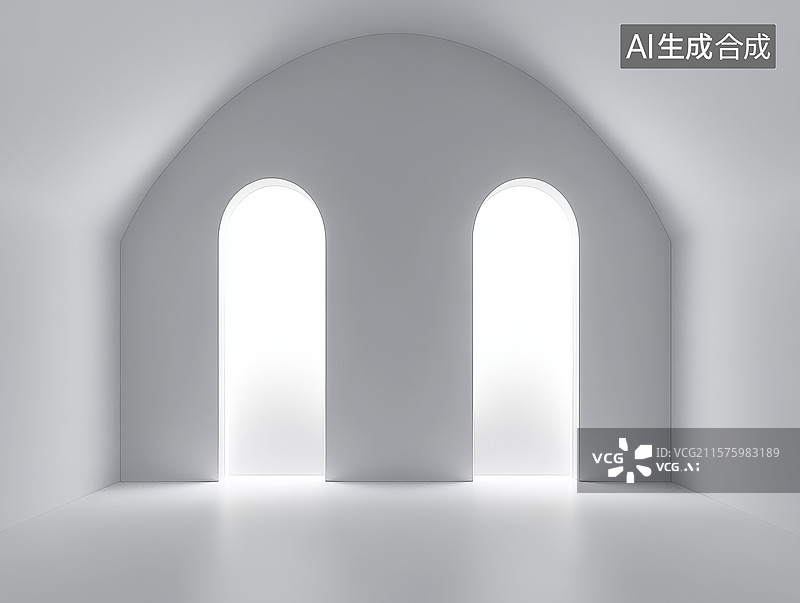 【AI数字艺术】白色拱门与光亮空间图片素材