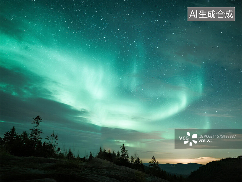 【AI数字艺术】美丽的极光图片素材