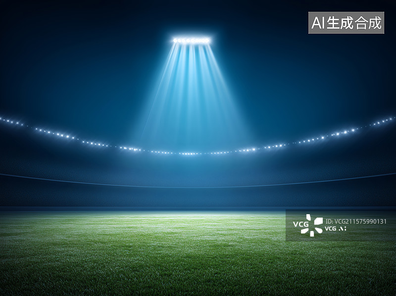 【AI数字艺术】夜晚空旷的足球场图片素材