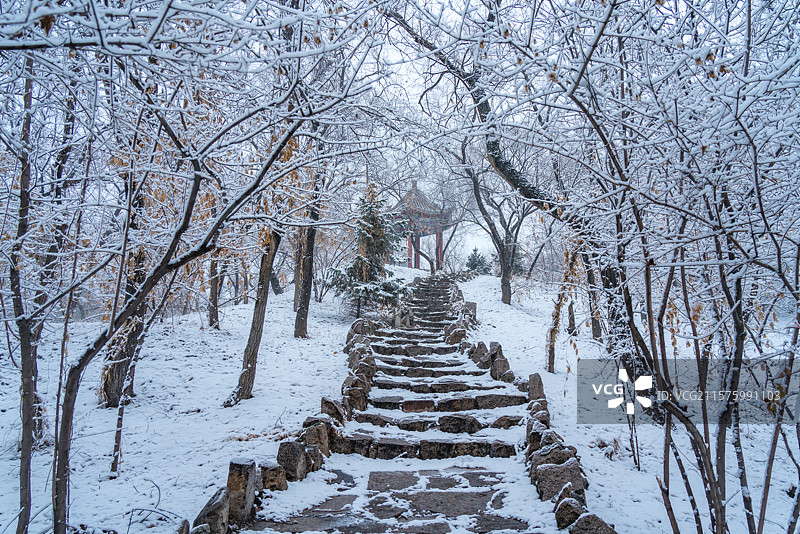 雪中的登山台阶图片素材