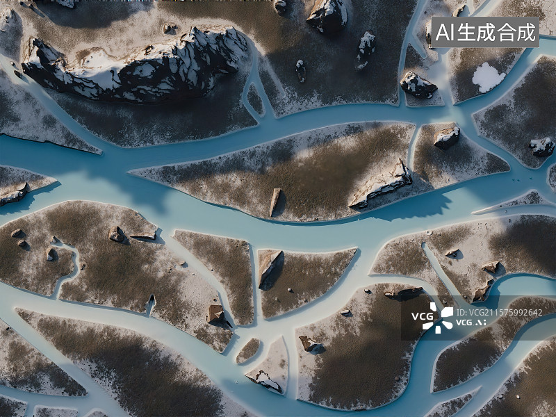 【AI数字艺术】河流三角洲形成独特树状纹理图片素材