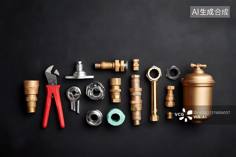 【AI数字艺术】水管工具和配件的集合图片素材