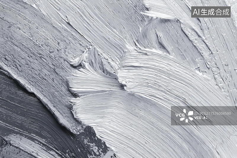 【AI数字艺术】灰色与白色油画笔触抽象纹理图片素材
