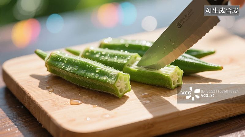 【AI数字艺术】切片秋葵的准备过程图片素材