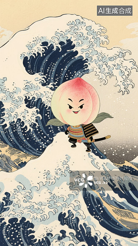 【AI数字艺术】波涛中的卡通人物图片素材