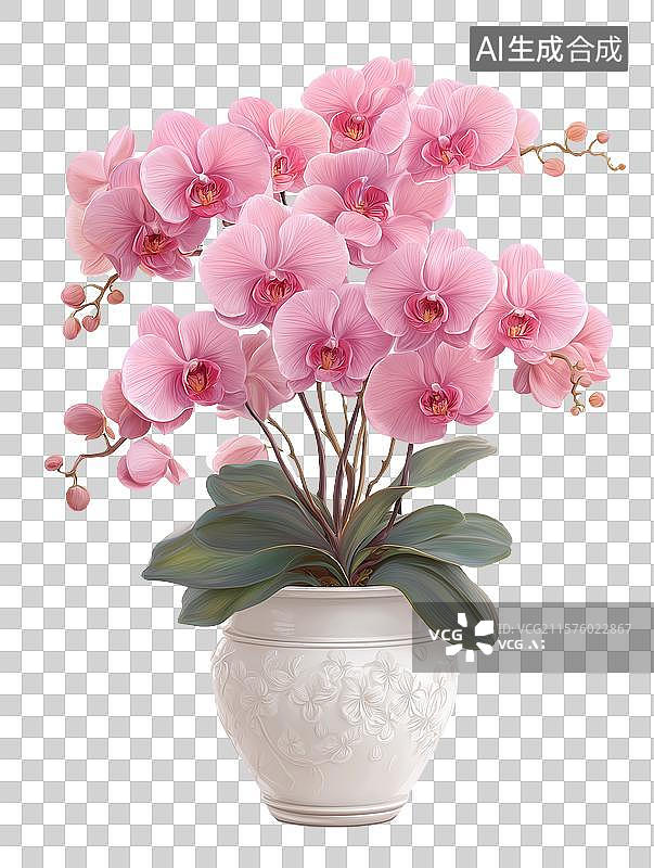 【AI数字艺术】粉色的蝴蝶兰盆栽图片素材