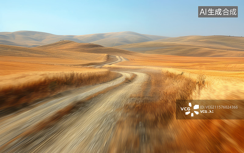 【AI数字艺术】运动模糊效果的沙漠戈壁道路汽车广告背景图图片素材
