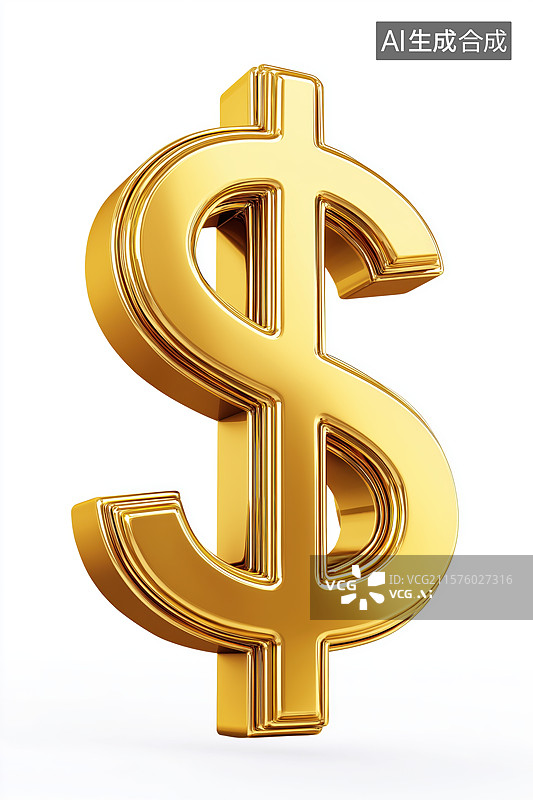 【AI数字艺术】金色美元符号的立体图像图片素材