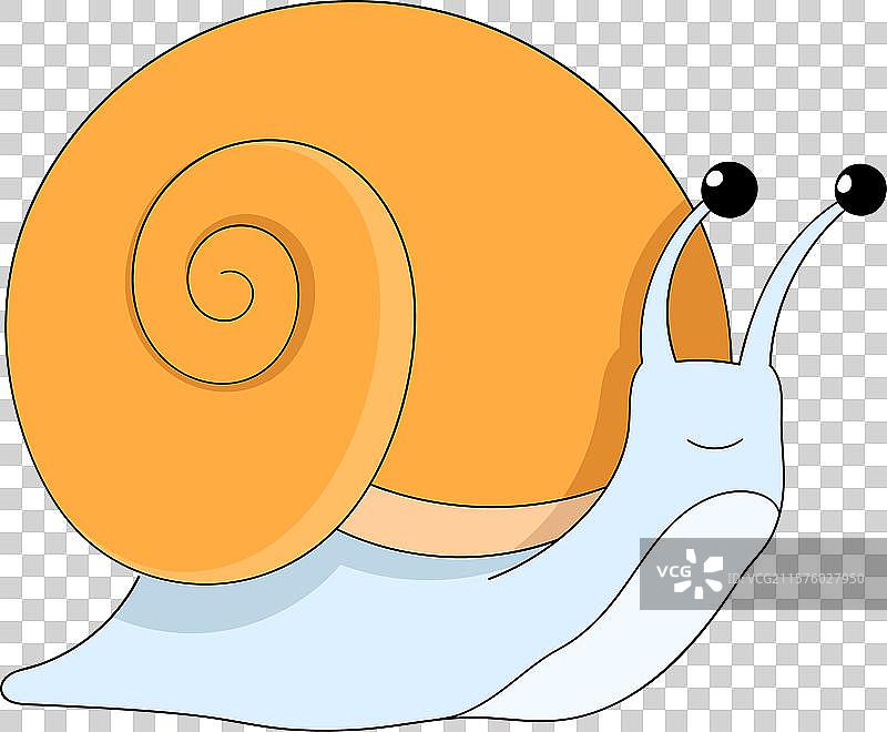 一只蜗牛正在缓慢地爬行。图片素材