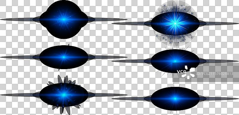 一组蓝色水平光效镜头图片素材