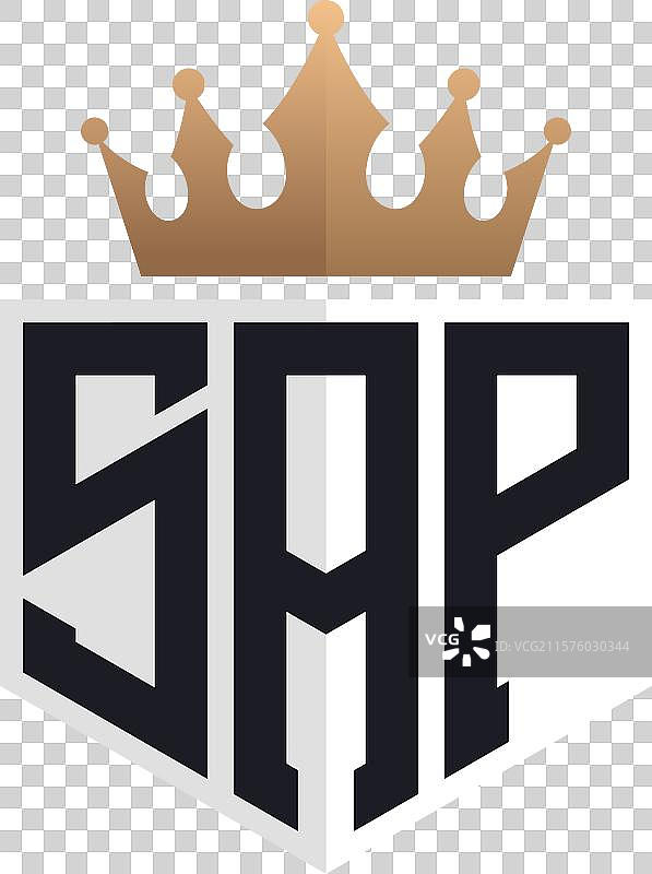 奢华的SAP标志，带有皇冠和优雅的首字母SAP图片素材