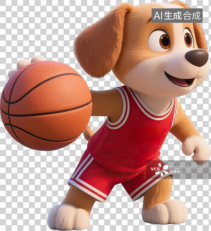 【AI数字艺术】打篮球的卡通小狗免抠素材图片素材
