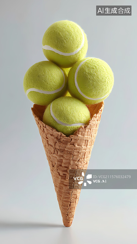【AI数字艺术】甜筒内装网球图片素材