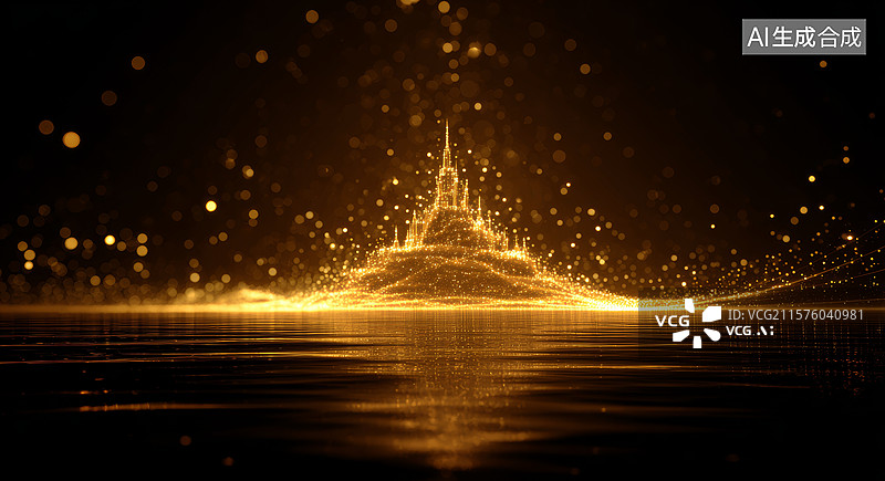 【AI数字艺术】金色火山爆发场景图片素材