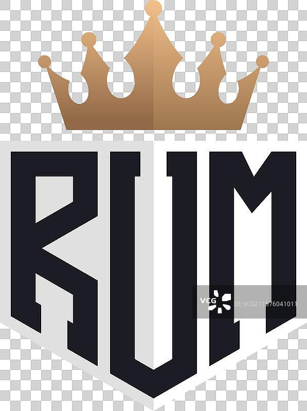 奢华朗姆酒标志，带有皇冠和优雅的首字母图片素材