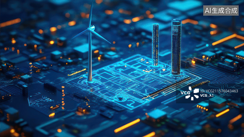 【AI数字艺术】风力发电未来城市能源图图片素材