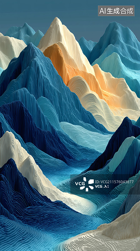 【AI数字艺术】蜿蜒山谷图片素材