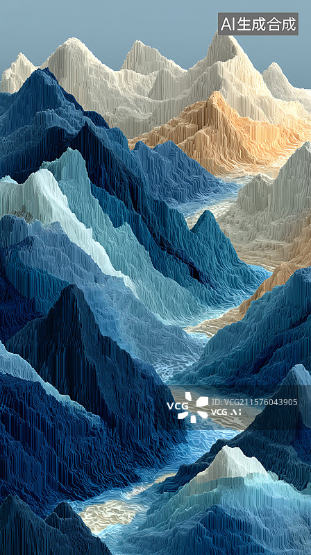 【AI数字艺术】蜿蜒山谷图片素材