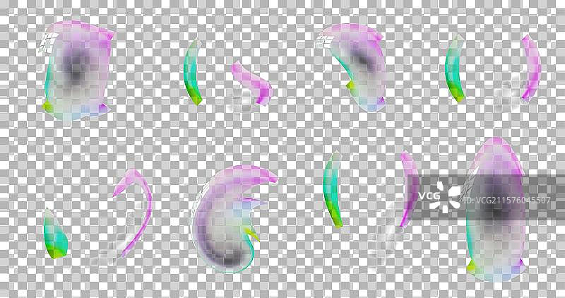 一组逼真的彩色肥皂泡图片素材