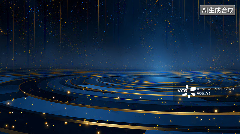 【AI数字艺术】数字化智能热点捕捉空间圆形舞台商务科技蓝色背景图片素材