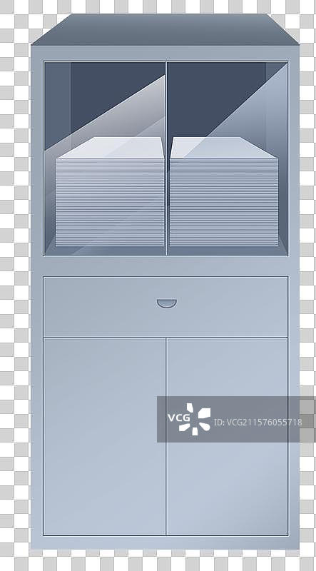 不锈钢书柜文件柜货物柜子立式室内收纳柜卡通元素插画图片素材