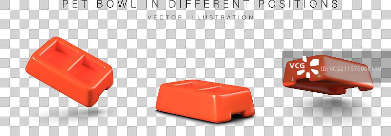 双矩形碗用于喂养猫和狗图片素材