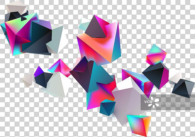 彩色3D金字塔抽象背景飞翔图片素材