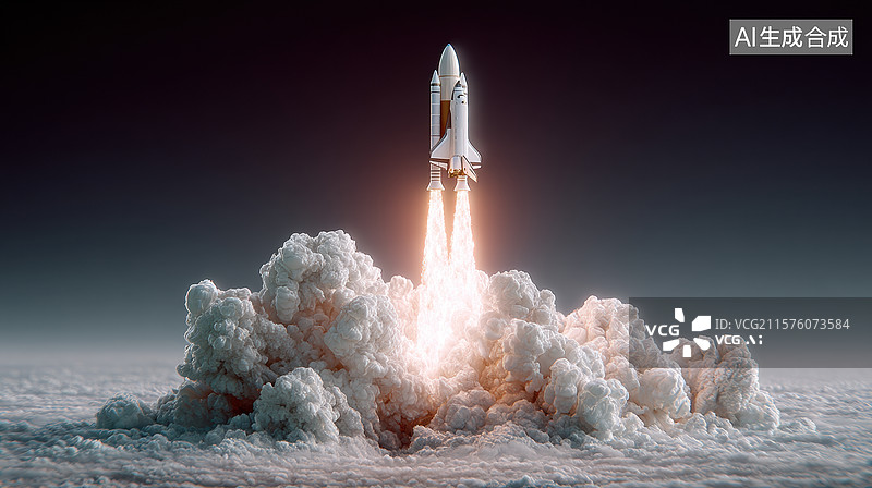 【AI数字艺术】火箭升空冲向星辰大海图片素材