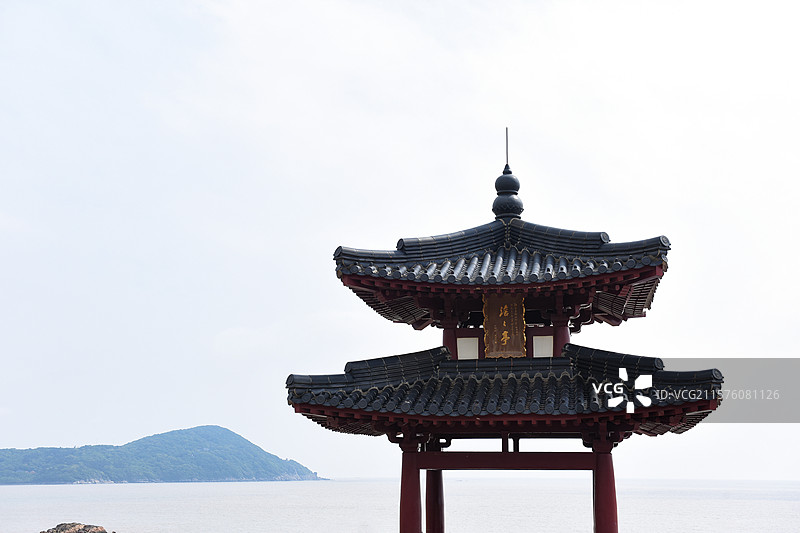 普陀山不肯去观音院观海凉亭风光图片素材