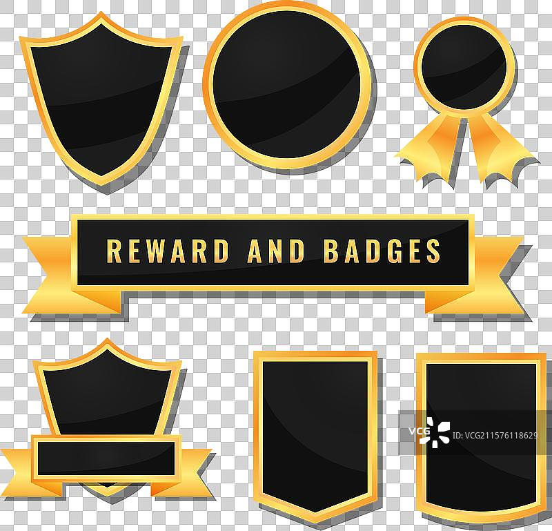 金色奢华标签、横幅、丝带和徽章图片素材