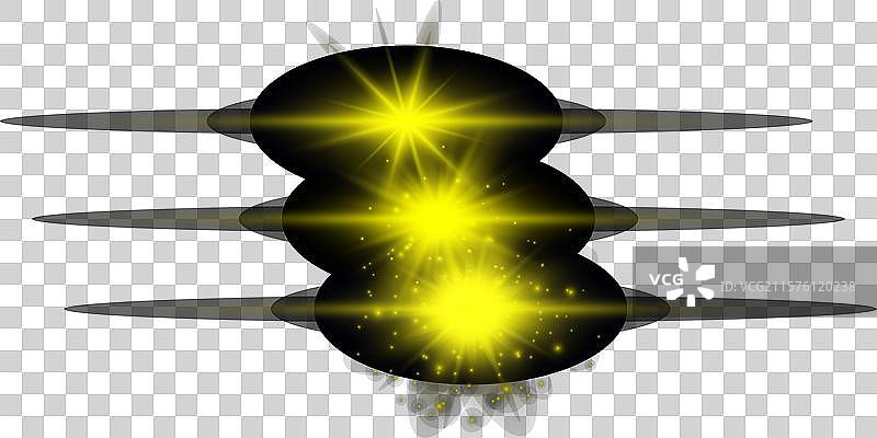 一组黄色的水平镜头光效图片素材