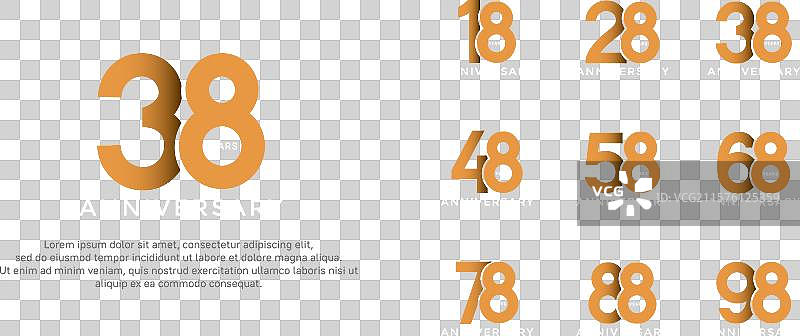 黄色调的周年纪念标志样式合集图片素材