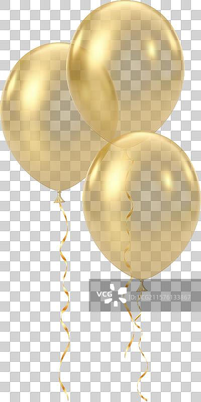金色透明气球 3D 闪光奢华图片素材