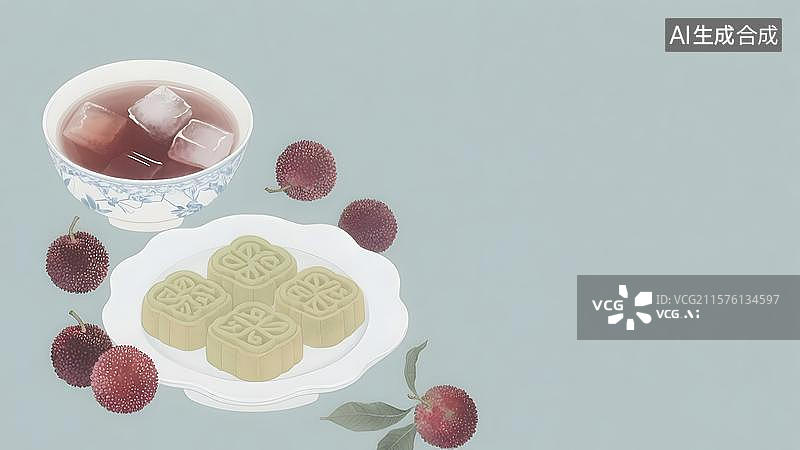 【AI数字艺术】水墨画居左图片素材