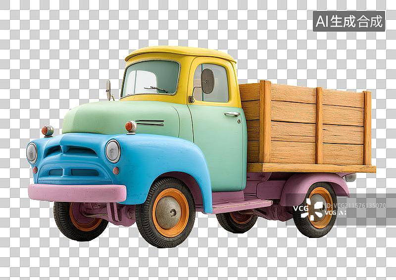 【AI数字艺术】【免抠png素材】一辆彩色3D卡通货车图片素材