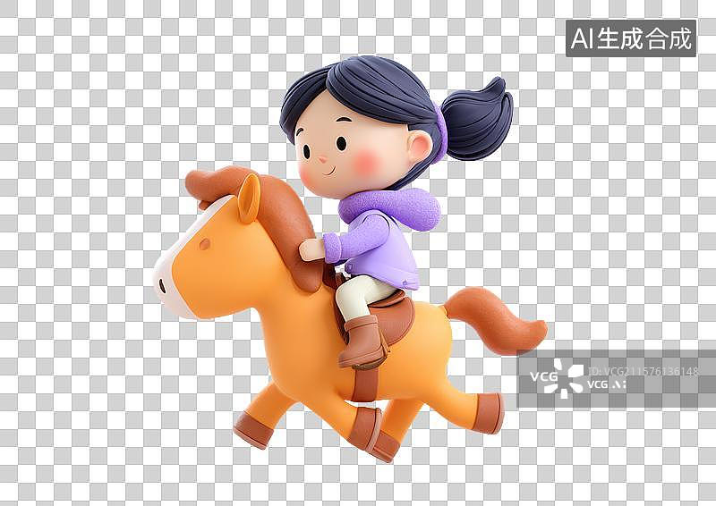 【AI数字艺术】【免抠png素材】一个骑马的可爱女生图片素材