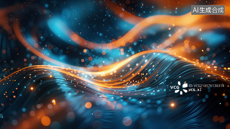 【AI数字艺术】科技幻彩光带交织之景图片素材