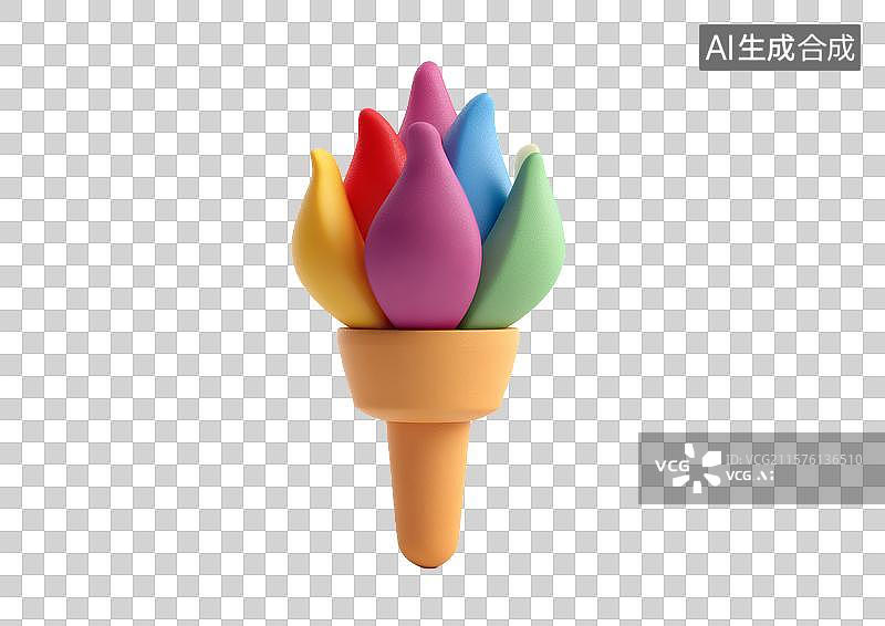 【AI数字艺术】【免抠png素材】一个3D卡通火把图片素材