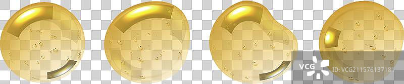 透明的黄色油滴与气泡的精华图片素材