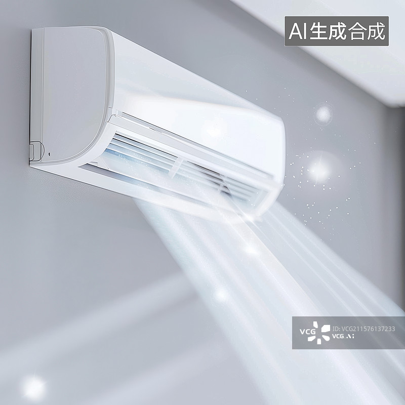 【AI数字艺术】壁挂空调清凉送风特写图片素材