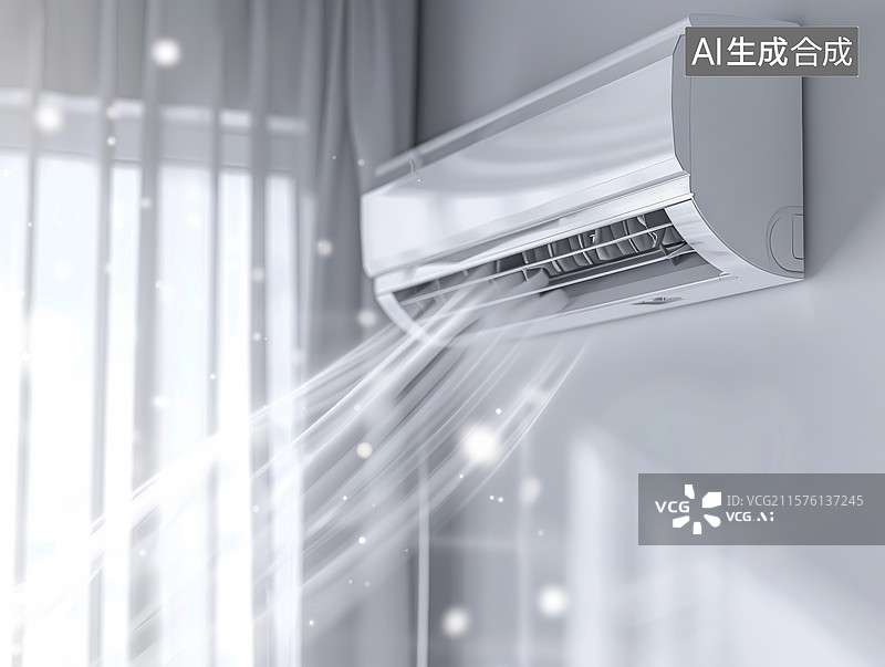 【AI数字艺术】壁挂空调清凉送风特写图片素材