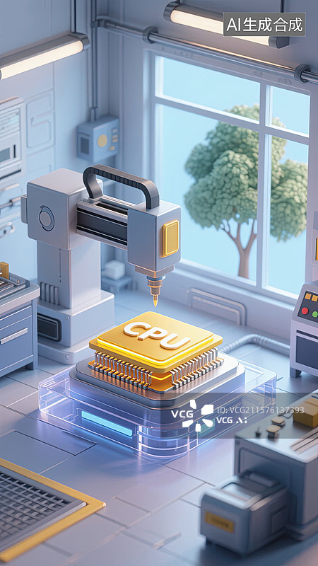 【AI数字艺术】3D，光刻机，芯片，模型，科技图片素材